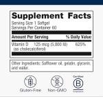 Metagenics Vitamin D3 5000 IU Supplement - High Potency Softgels for Immune, Bone & Heart Health* - 125 mcg Cholecalciferol in Coconut Oil for Enhanced Absorption* - Non-GMO, Gluten-Free - 60 Count