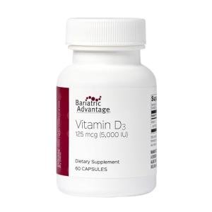 Bariatric Advantage Vitamin D3 5,000 IU - Bariatric Vitamin D Capsules - Water-Miscible - Bone Strength Support* - Easy Swallow Capsule - 180 Count