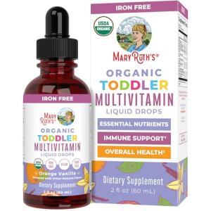 MaryRuth's Toddler Multivitamin | Vitamin A C D E B6 B12 Zinc | Healthy Growth Support | Immunity | Bone Health | Cognitive Function | Organic | Sugar Free | Vegan | Non-GMO | 2 Fl Oz | 30 Day Supply