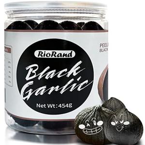RioRand Black Garlic 454g Whole Peeled, 90-Day Aged 1 Lb Jar, No Added Preservatives, Ready to Eat