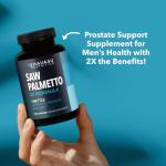 Saw Palmetto with Stinging Nettle Capsules - 2X Prostate Support Supplement for Men’s Health - 120 Count - DHT Blocker for Urinary Tract Function and Hair - Vegan, Non-GMO - 2 Month Supply