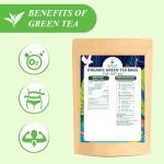 WT WEETEE Organic Green Tea Bags, Organic Pure Green Tea 100 Count, Super Antioxidant | Resealable Kraft Bag | Brew Hot or Iced