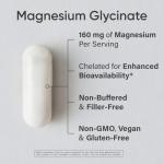 Sports Research® Magnesium Glycinate - Supports Restful Sleep & Enzymatic Processes - 160 mg Chelated Magnesium - Vegan Capsule - 90 Count