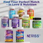 Magnesium Glycinate Gummies for Adults & Kids 4+, Sugar Free Magnesium Bisglycinate Supplement 400/200mg with B6D3, 5HTP, L-Theanine for Sleep & Relaxation, Brain, Muscle, Melatonin Free Gummies,1Pack