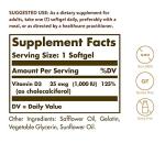 Solgar Vitamin D3 (Cholecalciferol) 25 MCG (1000 IU), 250 Softgels - Helps Maintain Healthy Bones & Teeth - Immune System Support - Non-GMO, Gluten-Free, Dairy Free - 250 Servings