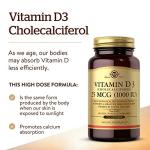 Solgar Vitamin D3 (Cholecalciferol) 25 MCG (1000 IU), 250 Softgels - Helps Maintain Healthy Bones & Teeth - Immune System Support - Non-GMO, Gluten-Free, Dairy Free - 250 Servings
