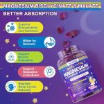 Magnesium Glycinate Gummies for Adults & Kids 4+, Sugar Free Magnesium Bisglycinate Supplement 400/200mg with B6D3, 5HTP, L-Theanine for Sleep & Relaxation, Brain, Muscle, Melatonin Free Gummies,1Pack