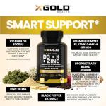 Vitamin D, K2, K1, Zinc, Quercetin, Elderberry, Turmeric, Ginger & Echinacea Whole Food Supplement 8 in 1- D3 5000 IU Plant-Based from Lichen, Vitamin K (K2 MK7, MK4, K1), D3 K2 Vitamins -120 Capsules