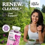 Wild & Organic Milk Thistle Gummies 1500mg - Herbal Supplement for Liver Cleanse Detox - Silymarin Milk Thistle Liver Detox Gummies - 60 Vegan, Non-GMO Chews