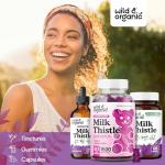 Wild & Organic Milk Thistle Gummies 1500mg - Herbal Supplement for Liver Cleanse Detox - Silymarin Milk Thistle Liver Detox Gummies - 60 Vegan, Non-GMO Chews