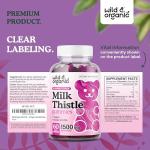 Wild & Organic Milk Thistle Gummies 1500mg - Herbal Supplement for Liver Cleanse Detox - Silymarin Milk Thistle Liver Detox Gummies - 60 Vegan, Non-GMO Chews