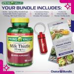 Choice Bundle Spring Valley Standardized Extract Milk Thistle Dietary Supplement Capsules 175 mg 180 Ct Plus Vitamin Guide and Pill Container (3 Items)!