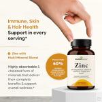 Zinc 30mg With Copper, Selenium & Vitamin D3 | 120 Capsules | Magnesium, Vitamin B6, Biotin | Absorbable Zink Supplements for Men & Women | Chelated Zinc for Immune Health, Skin, Hair, & Nails Support