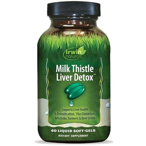 Irwin Naturals Milk Thistle Liver Detox - 60 Liquid Soft-Gels, Supports Liver Health with Dandelion, Artichoke, Turmeric & Green Beet Root - 30 Total Servings