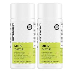 OxyEnergy Silymarin Milk Thistle 300mg Extract with Vitamin C, Inositol & Pueraria, Liver Detox & Repair Support, Antioxidant Support,90 Capsules,Pack of 2