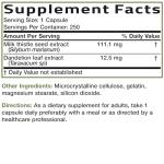 Bronson Milk Thistle Silymarin Marianum & Dandelion Extract Liver Health Support, Antioxidant Support, Detox, 250 Capsules