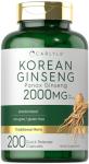 Carlyle Korean Ginseng Capsules | 2000mg Extract | 200 Count | Non-GMO and Gluten Free Formula | Standardized Panax Ginseng Supplement