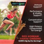 Purity’s Best Red Korean Panax Ginseng – 8500 mg Equivalent per Serving – 5% Ginsenosides – Herbal Supplement – 120 Veggie Capsules