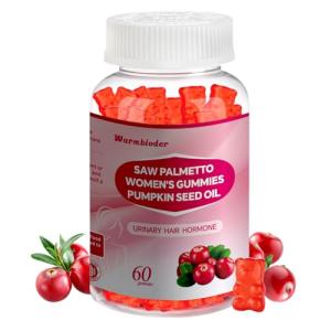 Warmbioder Saw Palmetto for Women Gummies,Organic Saw Palmetto with Pumpkin Seed Oil for Hair Growth,Urinary Health, Sugar Free, Vegan,Cranberry Extract Gummies