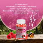 Warmbioder Saw Palmetto for Women Gummies,Organic Saw Palmetto with Pumpkin Seed Oil for Hair Growth,Urinary Health, Sugar Free, Vegan,Cranberry Extract Gummies