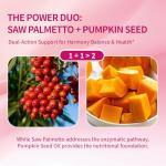 Warmbioder Saw Palmetto for Women Gummies,Organic Saw Palmetto with Pumpkin Seed Oil for Hair Growth,Urinary Health, Sugar Free, Vegan,Cranberry Extract Gummies