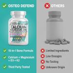Allin1 Calcium Magnesium Zinc Supplement with Potassium, Copper, Strontium, Silica, Vitamin D3 K2, Boron, Vitamin B1 B12 Red Clover Herb Alfalfa Basil Pills for Men & Women Clean Nutra Osteo Defend
