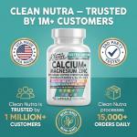 Allin1 Calcium Magnesium Zinc Supplement with Potassium, Copper, Strontium, Silica, Vitamin D3 K2, Boron, Vitamin B1 B12 Red Clover Herb Alfalfa Basil Pills for Men & Women Clean Nutra Osteo Defend
