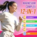 Magnesium Complex Gummies – with 12 Forms of Magnesium Plus Vitamins B6, B12 & C. Vegan Strawberry Gummies to Support Mood, for Adults, 60 Count