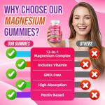 Magnesium Complex Gummies – with 12 Forms of Magnesium Plus Vitamins B6, B12 & C. Vegan Strawberry Gummies to Support Mood, for Adults, 60 Count
