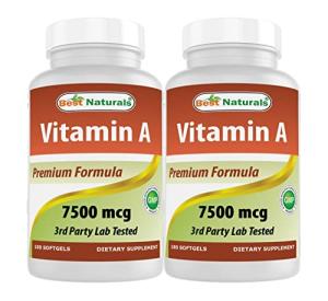 Best Naturals Vitamin A 25000 IU (7500 mcg), Non-GMO Formula Supports Healthy Vision & Immune System and Healthy Growth & Reproduction, 180 Softgels (180 Count (Pack of 2))