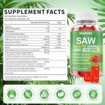 Saw Palmetto Gummies 600mg Saw Palmetto Supplement with Pumpkin Seed Oil, Biotin, Prostate Health Supplements for Men, Advanced DHT Blocker, Hair & Urinary Health Support, Raspberry Flavor, 120 Counts