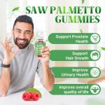 Saw Palmetto Gummies 600mg Saw Palmetto Supplement with Pumpkin Seed Oil, Biotin, Prostate Health Supplements for Men, Advanced DHT Blocker, Hair & Urinary Health Support, Raspberry Flavor, 120 Counts