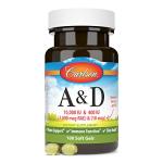 Carlson - A & D, 10000 IU (3000 mcg RAE) Vitamin A, 400 IU (10 mcg) Vitamin D3, Vision Support, Skin Health, 100 Soft Gels