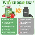 Saw Palmetto Gummies 600mg Saw Palmetto Supplement with Pumpkin Seed Oil, Biotin, Prostate Health Supplements for Men, Advanced DHT Blocker, Hair & Urinary Health Support, Raspberry Flavor, 120 Counts