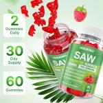 Saw Palmetto Gummies 600mg Saw Palmetto Supplement with Pumpkin Seed Oil, Biotin, Prostate Health Supplements for Men, Advanced DHT Blocker, Hair & Urinary Health Support, Raspberry Flavor, 120 Counts