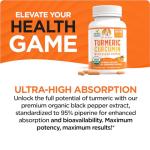 Organic Turmeric Curcumin with Black Pepper Extract 2000mg - High Absorption Ultra Potent Supplement - 95% Curcuminoids - Vegan, Non GMO - 120 Capsules