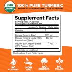 Organic Turmeric Curcumin with Black Pepper Extract 2000mg - High Absorption Ultra Potent Supplement - 95% Curcuminoids - Vegan, Non GMO - 120 Capsules
