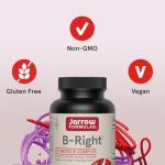 Jarrow Formulas B-Right Vitamin B Complex Formula - 100 Veggie Caps - Cellular Energy & Metabolism Support - Supports Brain, Cellular & Cardiovascular Health - 100 Servings