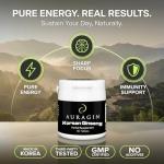 Auragin® Authentic Korean Red Ginseng – Made in Korea – 6 Year Roots – No Additives or Other Ingredients – 100% Red Panax Ginseng in Every Tablet