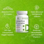Bioactive Vitamin B Complex for Men & Women, 240 Veggie Capsules - Methylated B Complex & Esterified Vitamin C – High Potency & Easy Absorption – Immune, Energy & Metabolism Supplement – Non-GMO