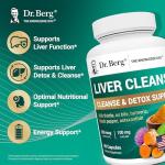 Dr. Berg Liver Cleanse Detox Capsules w/Unique Blend of Milk Thistle, Ox Bile & Folate - Liver Supplement Includes Turmeric, Black Pepper & Choline - 60 Capsules
