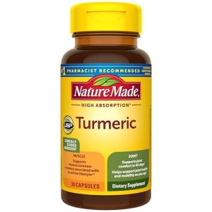 Nature Made High Absorption Turmeric Curcumin Supplement Capsules, Turmeric Supplement, Muscle and Joint Support, 30 Capsules, 30 Day Supply