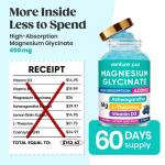 60 Day Supply Magnesium Glycinate 400mg Gummies with Ashwagandha, L-Theanine, CoQ10, Vitamin D3 & B6, Sugar Free Magnesium Gummies for Adults & Kids, Stress Relief, Sleep & Calm, Vegan, Gluten Free