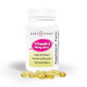 GeriCare High-Potency Vitamin E Capsules – 400 IU for Skin & Immune Support, 180mg | 100 Count | Organic Vitamin E for Women and Men