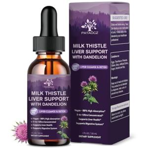 (2 Pack) Milk Thistle Liquid Drops Silymarin 1000mg, Liver Supplement Detox & Cleanse with Dandelion & Artichoke, Milk Thistle Organic Extract for Support Repair Liver Health, Vegan, Non-GMO, 1 Fl Oz