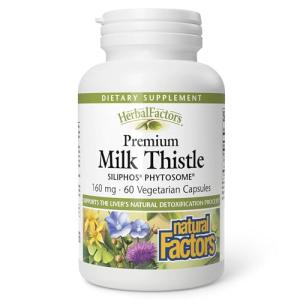 Natural Factors HerbalFactors Premium Milk Thistle, Liver Health Formula, 60 Capsules
