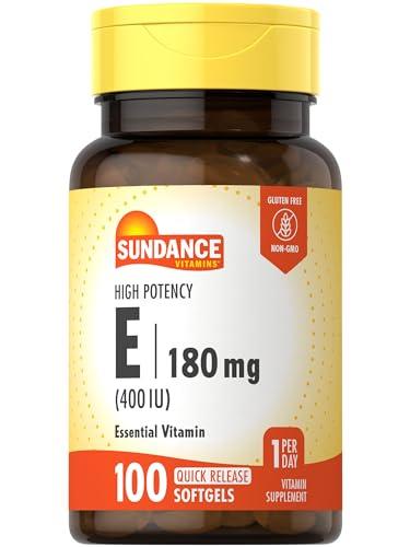 Sundance Vitamin E 180mg (400 IU) | 100 Quick Release Softgels | High Potency Formula | Non-GMO and Gluten Free Supplement