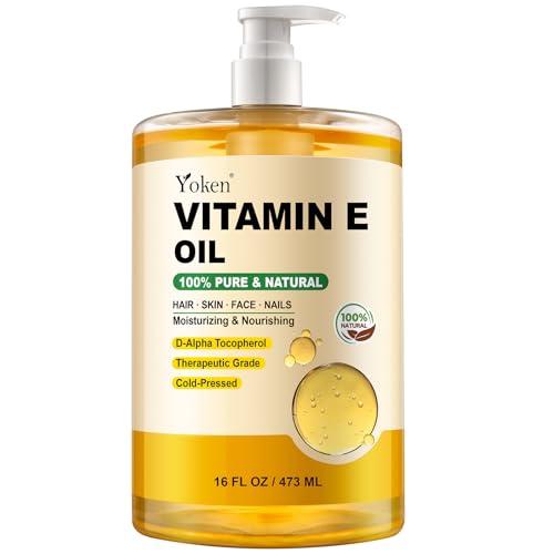 Yoken Vitamin E Oil 16 Fl Oz Vitamina E Oil for Skin Bulk Vitamine oils for Face,Cold Pressed Hexane Free Formula Liquid Perfect Care Bath and Body oils