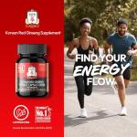 Korean Red Ginseng Extract Capsule Plus - All-in-One Vegan Supplements - Energy Boost & Immune Support, Caffeine Free & Non-GMO (600mg, 30 Capsules)