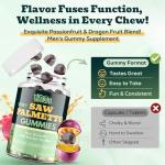 Saw Palmetto Gummies for Men – 600mg Extra Strength DHT Blocker with Biotin, Pumpkin Seed – Supports Prostate Function, Urinary Flow & Hair Regrowth Supplement, 60 Passionfruit-Dragonfruit Gummies